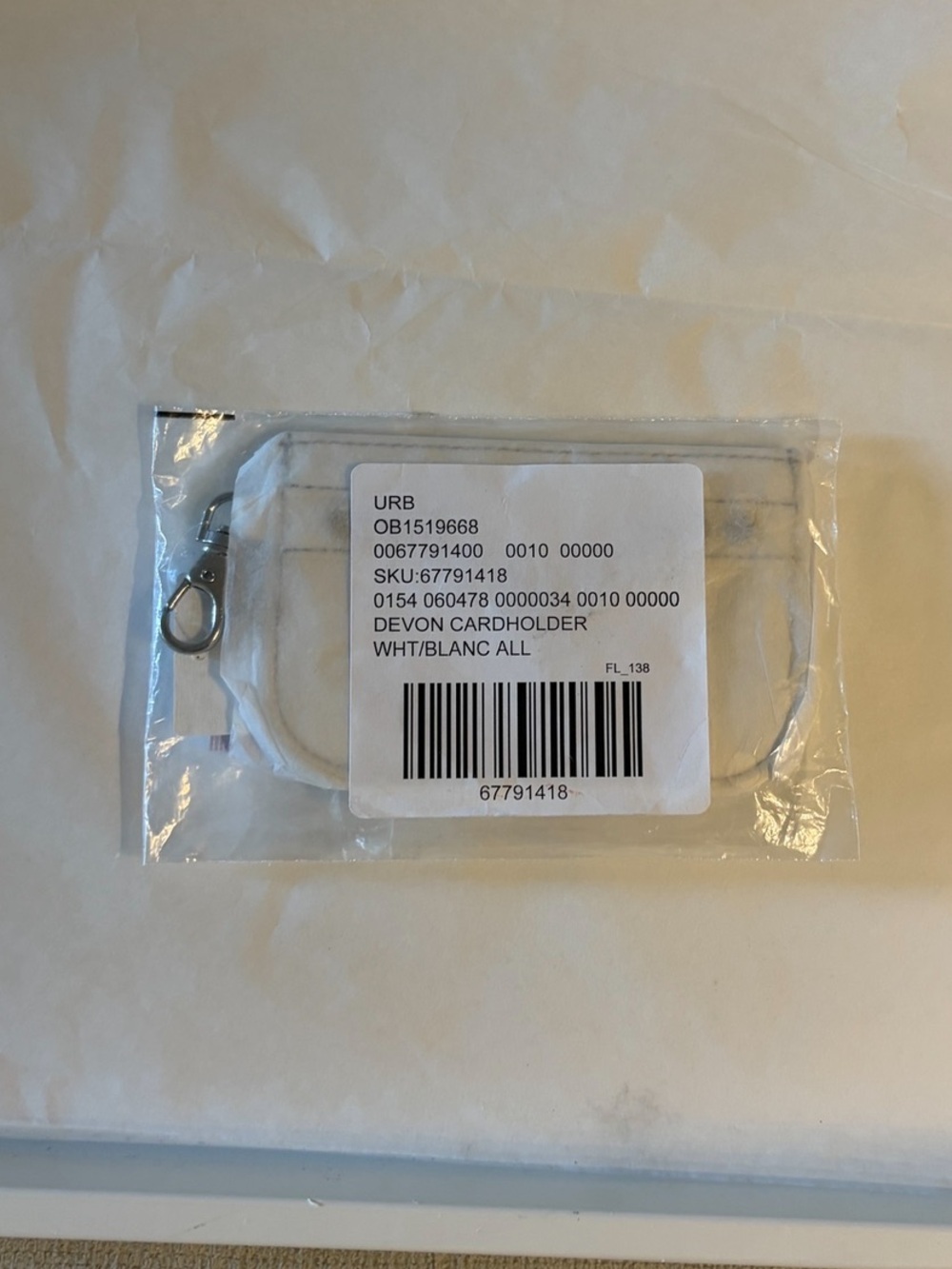 Urban Outfitters Devon Studded Cardholder White Silver Wallet Keychain NEW NWT - Picture 5 of 8